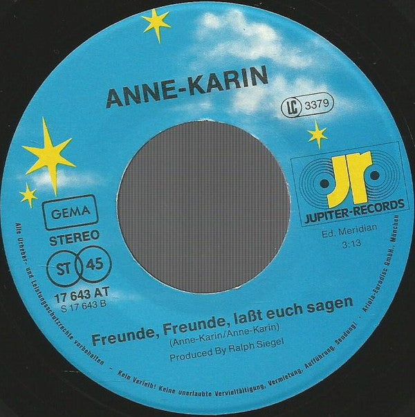 Anne Karin : Junge, Junge, Ich Mag Dich (7", Single)