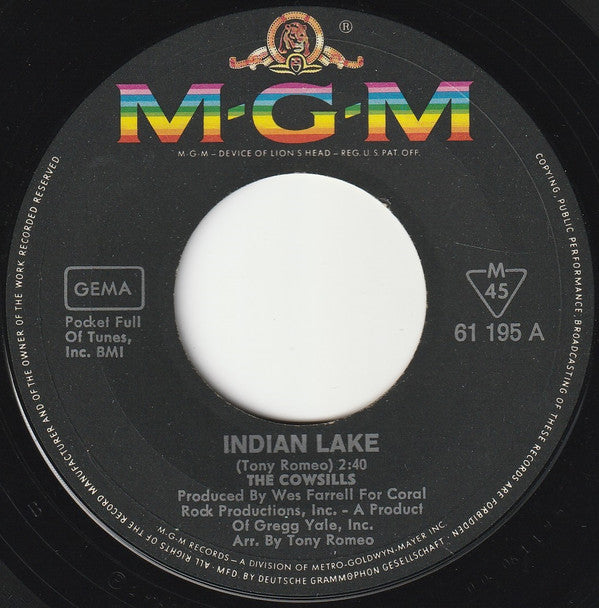 The Cowsills : Indian Lake  (7", Single, Mono)