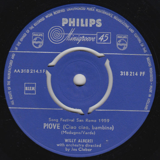 Willy Alberti : Piove (Ciao Ciao, Bambina) (7", Mono)