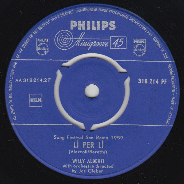 Willy Alberti : Piove (Ciao Ciao, Bambina) (7", Mono)