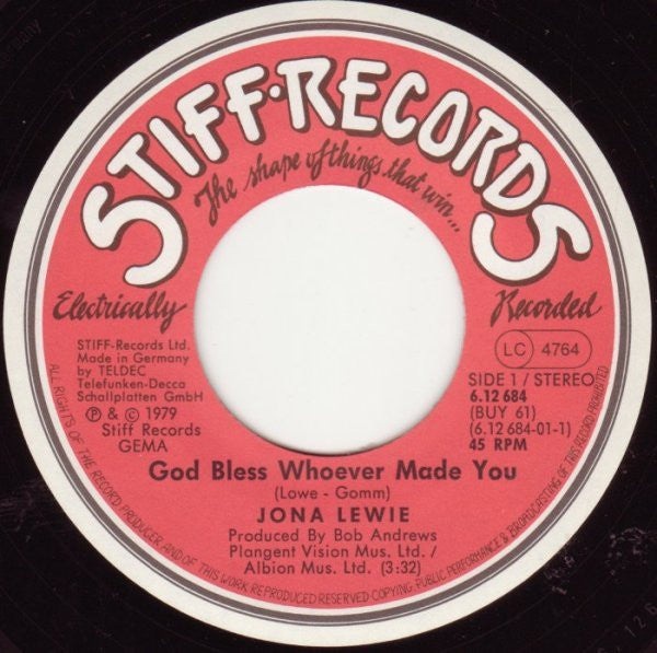 Jona Lewie : God Bless Whoever Made You (7", Single)