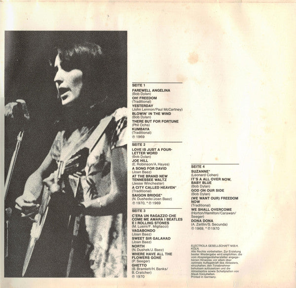 Joan Baez : Joan Baez In Italy (2xLP, Album, Gat)