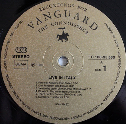 Joan Baez : Joan Baez In Italy (2xLP, Album, Gat)