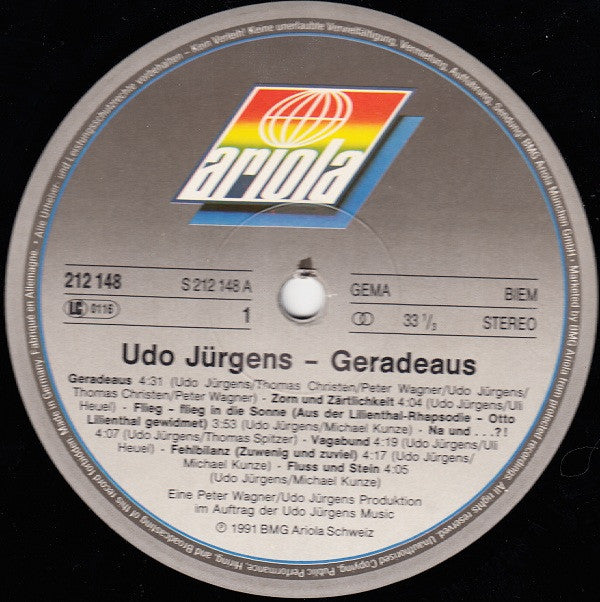 Udo Jürgens : Geradeaus! (LP, Album)