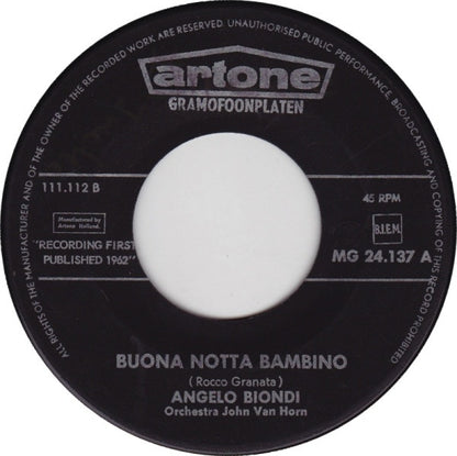 Angelo Biondi : Buona Notta Bambino / Bolero Blue (7", Single)