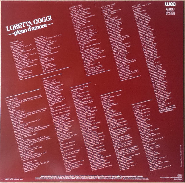 Loretta Goggi : Pieno D'Amore (LP, Album)