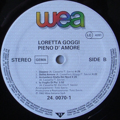 Loretta Goggi : Pieno D'Amore (LP, Album)