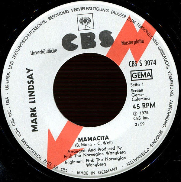 Mark Lindsay : Mamacita (7", Promo)