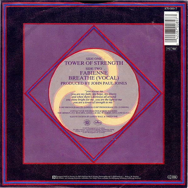 The Mission : Tower Of Strength (7", EP, Blu)