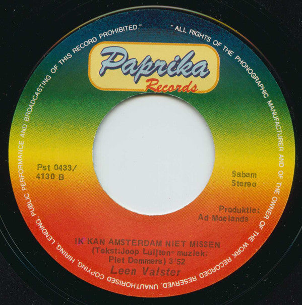Leen Valster : Ik Kan Amsterdam Niet Missen / Gewoon 'N Wijsje (7")