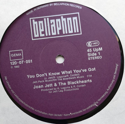 Joan Jett & The Blackhearts :  You Don't Know What You've Got  (12", Maxi)