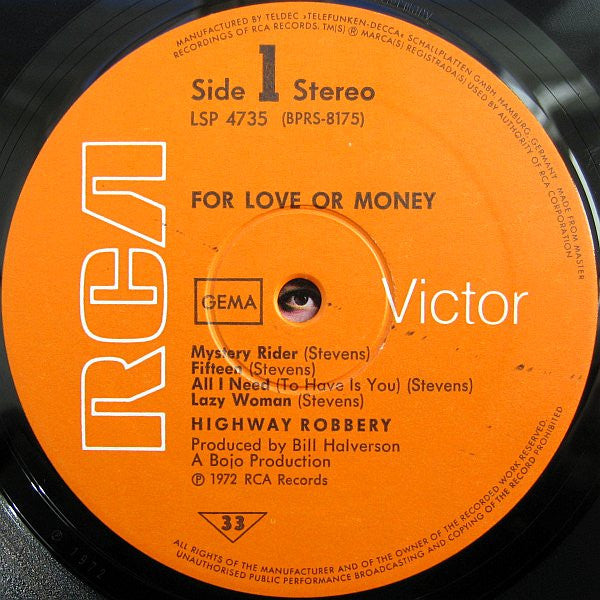 Highway Robbery : For Love Or Money (LP, Album)