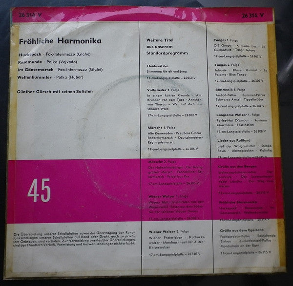 Günther Gürsch Mit Seinen Solisten : Fröhliche Harmonika (7", EP)