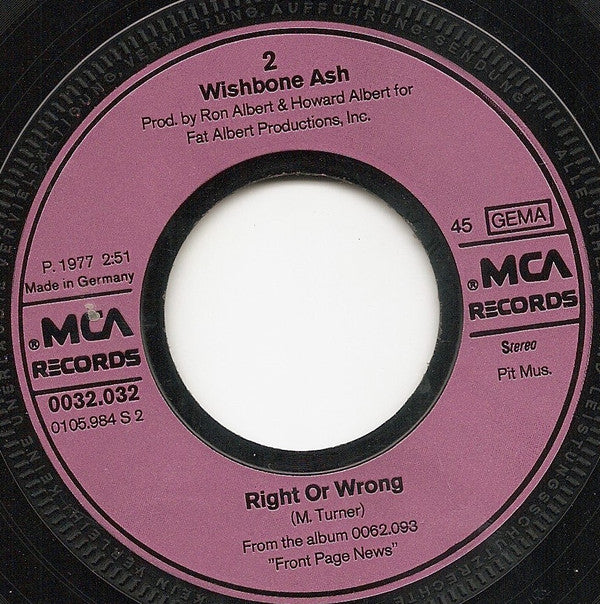 Wishbone Ash : Goodbye Baby Hello Friend (7", Single)