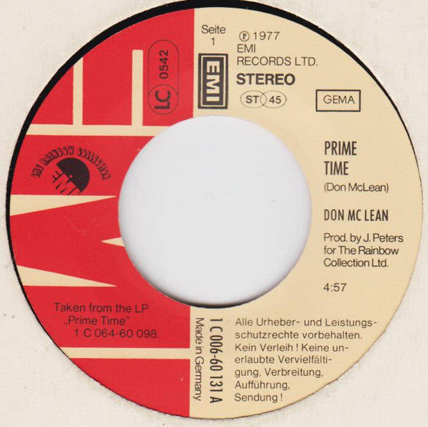 Don McLean : Prime Time (7")