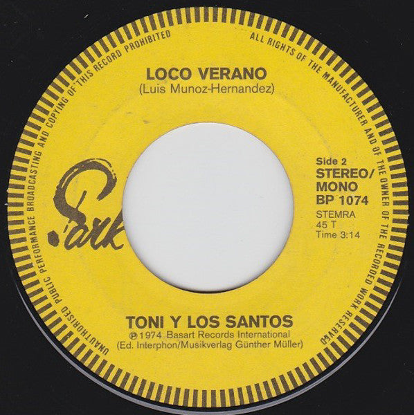 Toni Y Los Santos : Trico-Trico-Tra (7", Single)