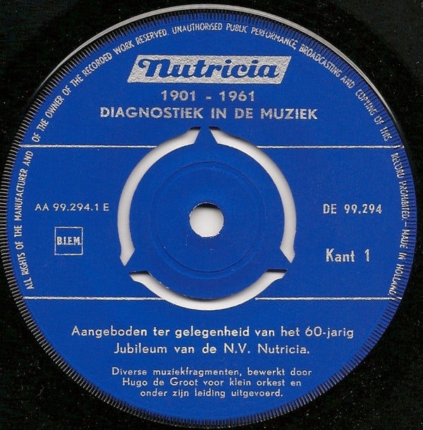 Hugo De Groot : Wat Zou Het Zijn Dokter? - Nutricia 1901 - 1961 Diagnostiek In De Muziek (7")