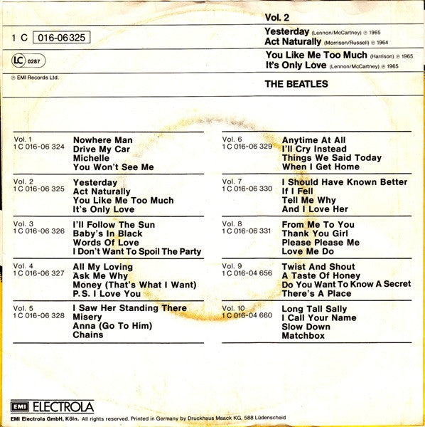 The Beatles : Die Grössten Vier Vol.2 (7", EP)