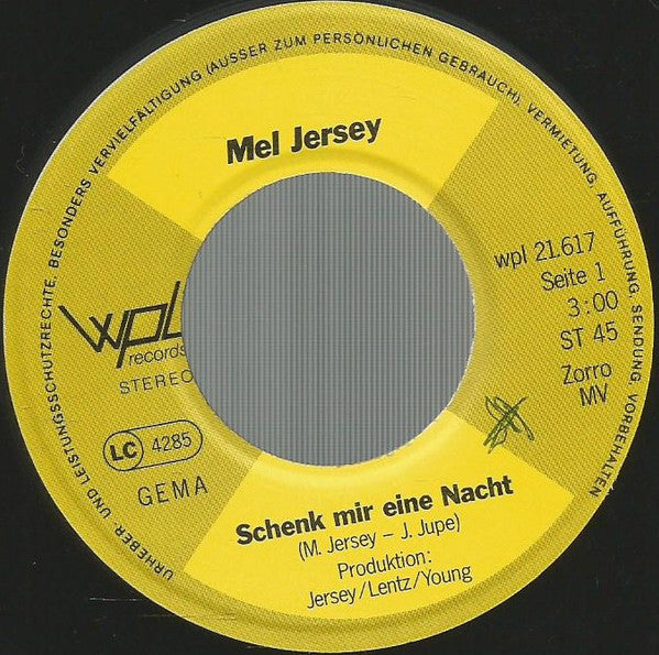 Mel Jersey : Schenk Mir Eine Nacht (7", Single)