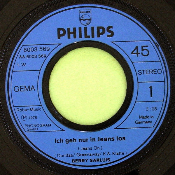 Berry Sarluis : Ich Geh Nur In Jeans Los (7", Single)