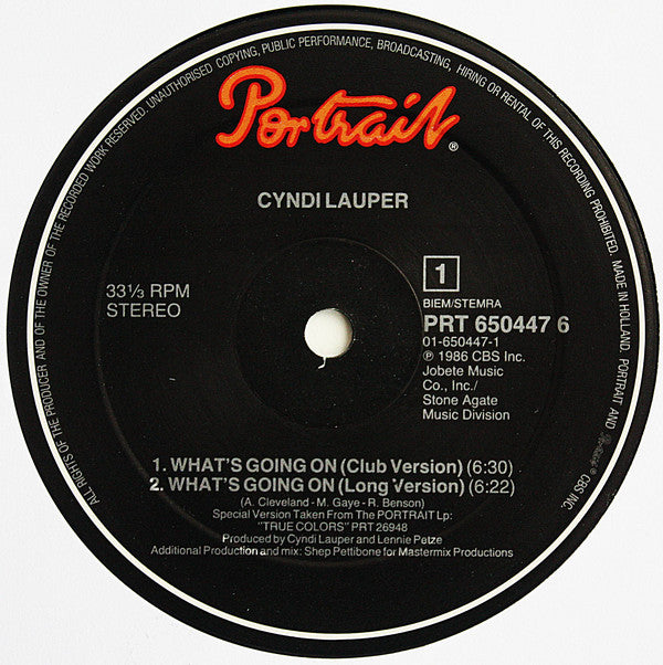 Cyndi Lauper : What's Going On (12", Maxi)