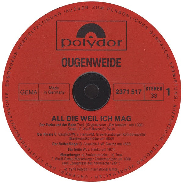 Ougenweide : All Die Weil Ich Mag (LP, Album, RE)