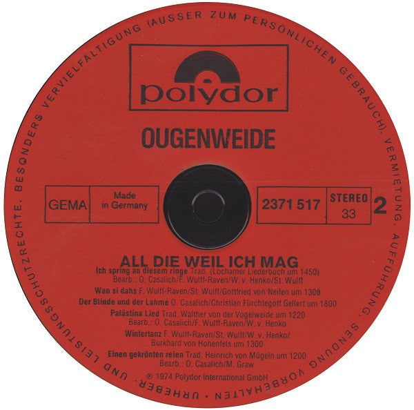 Ougenweide : All Die Weil Ich Mag (LP, Album, RE)