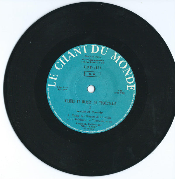 KUD "Kočo Racin" : Chants Et Danses De Yougoslavie I Serbie Et Croatie (7")