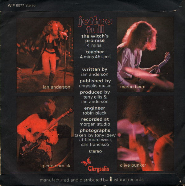 Jethro Tull : Witch's Promise / Teacher (7", Single)