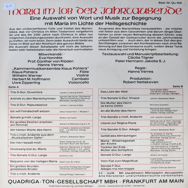 Various : Maria Im Lob Der Jahrtausende (LP)