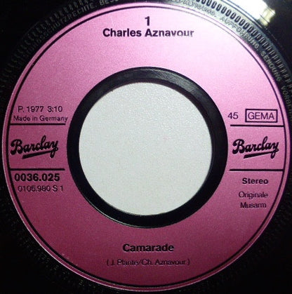 Charles Aznavour : Camarade (7", Single)