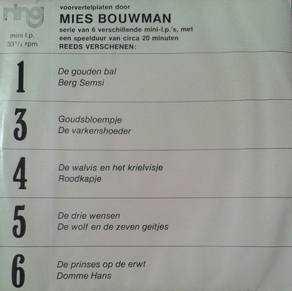 Mies Bouwman : Voorvertelplaat Door Mies Bouwman 2 (7", MiniAlbum)