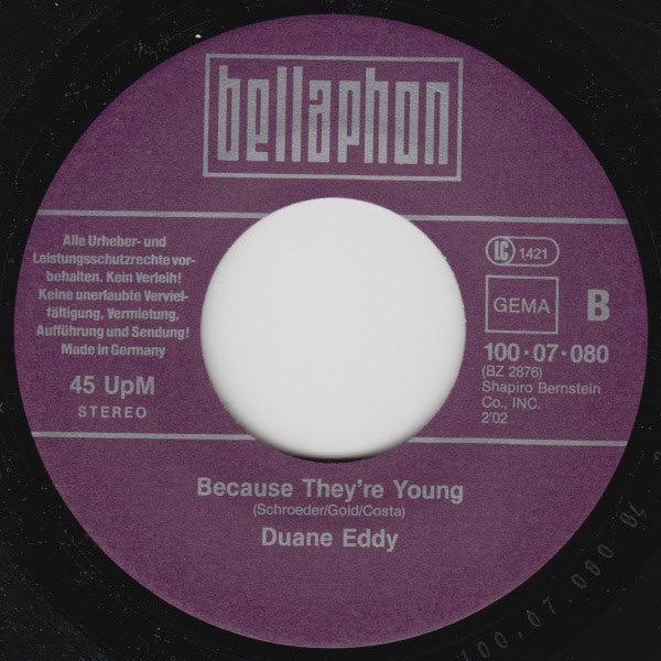 Duane Eddy : Rebel Rouser / Because They're Young (7", Single)