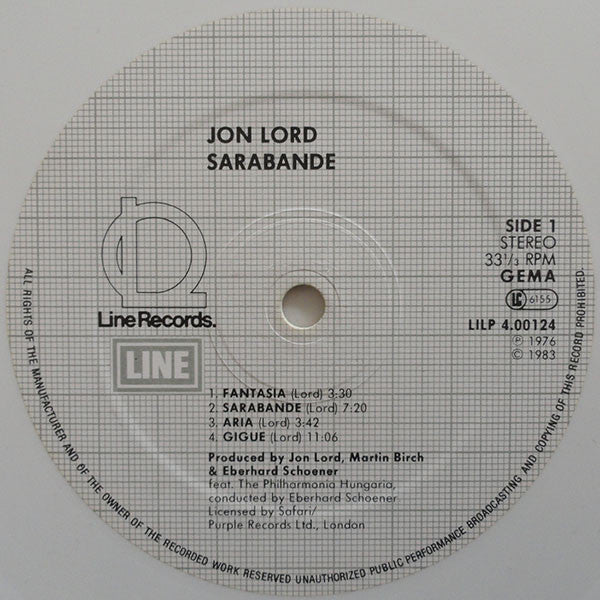 Jon Lord : Sarabande (LP, Album, RE, Whi)