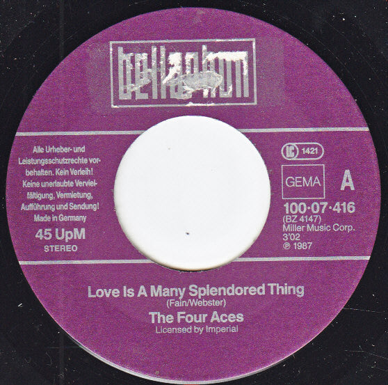 The Four Aces : Love Is A Many Splendoured Thing / Three Coins In A Fountain (7", Single)