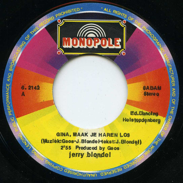 Jerry Blondel : Gina Maak Je Haren Los (7")