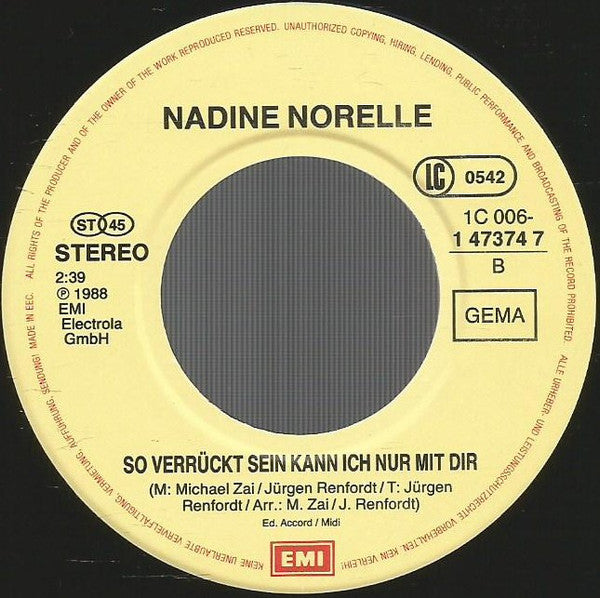 Nadine Norell : Muss Ich Erst Weinen? (7", Single)