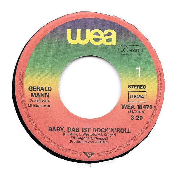 Gerald Mann : Baby, Das Ist Rock 'N' Roll (7", Single)