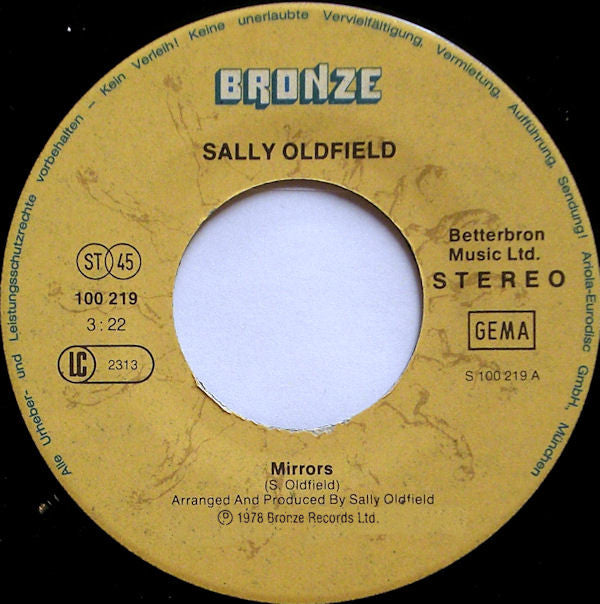 Sally Oldfield : Mirrors (7", Single)