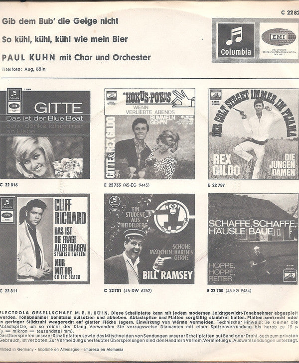 Paul Kuhn : Gib Dem Bub' Die Geige Nicht (7", Single)