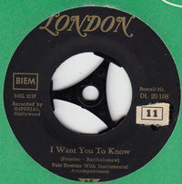 Fats Domino : The Big Beat / I Want You To Know (7", Single)