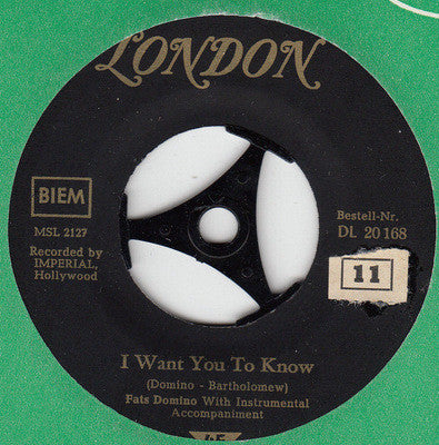 Fats Domino : The Big Beat / I Want You To Know (7", Single)