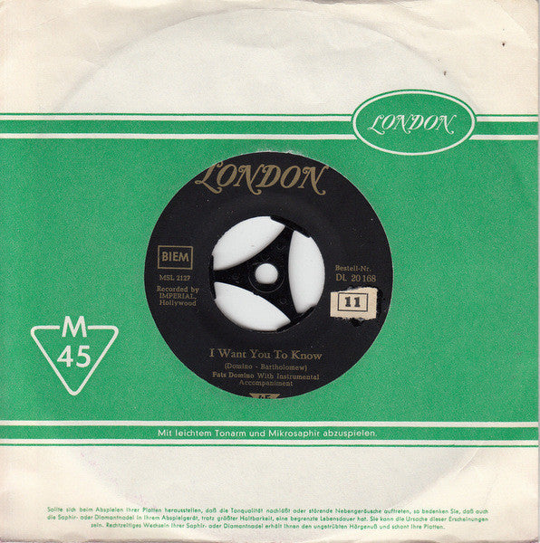 Fats Domino : The Big Beat / I Want You To Know (7", Single)