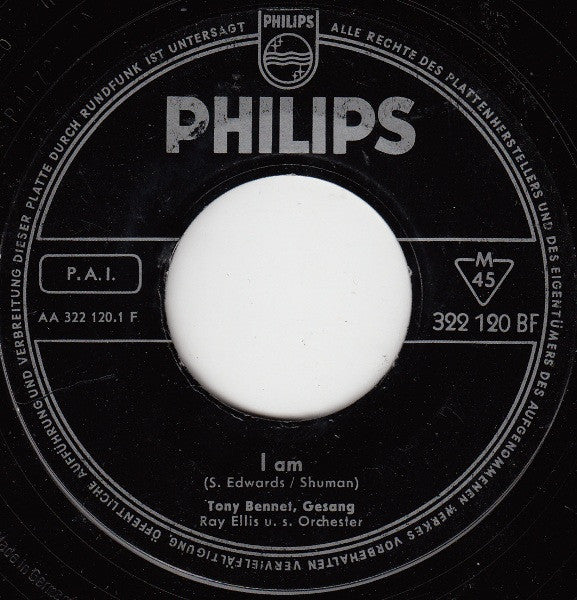 Tony Bennett : I Am / In The Middle Of An Island (7", Single)