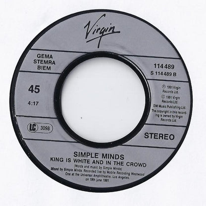 Simple Minds : Stand By Love (7", Single)
