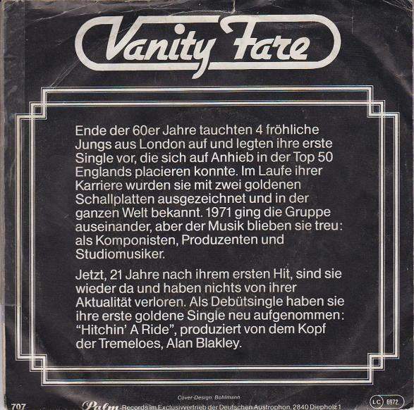 Vanity Fare : Hitchin' A Ride (7")