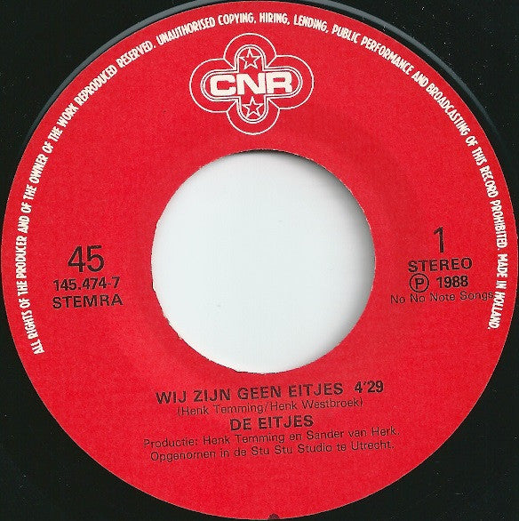 De Eitjes : Wij Zijn Geen Eitjes (7", Single)
