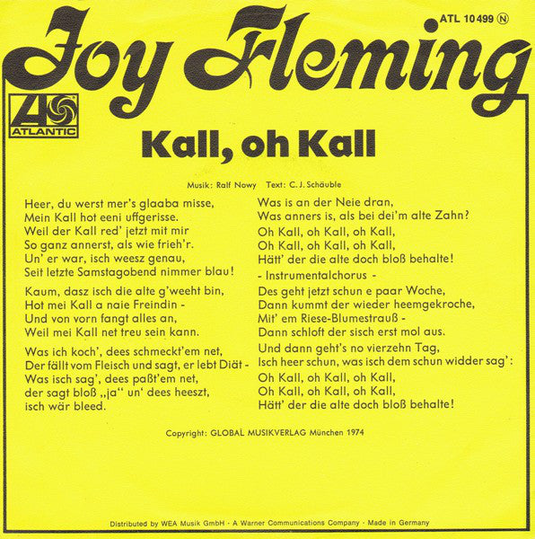 Joy Fleming : Kall, Oh Kall (7", Single)