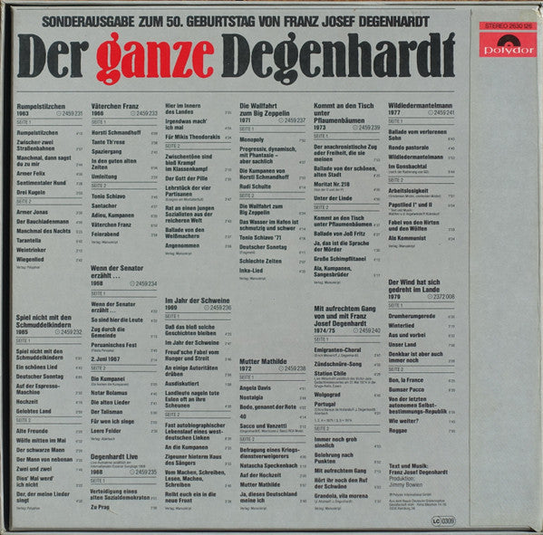 Franz Josef Degenhardt : Der Ganze Degenhardt (12xLP, Album + 12", Maxi, Ltd + Box, Comp)