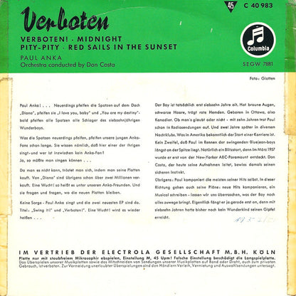 Paul Anka : Verboten (7", EP)